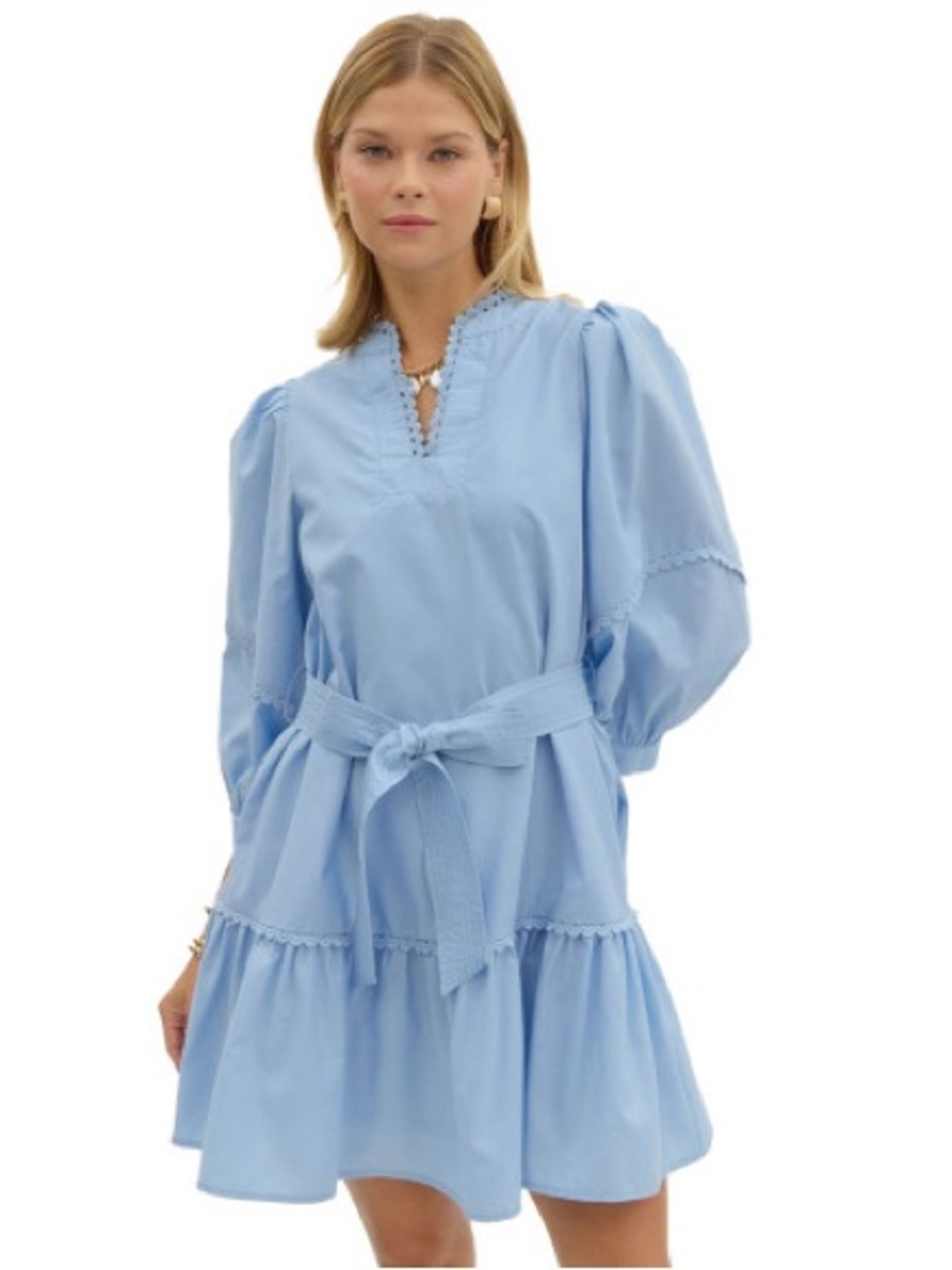 Entro Scallop Trim Mini Dress With Belt
